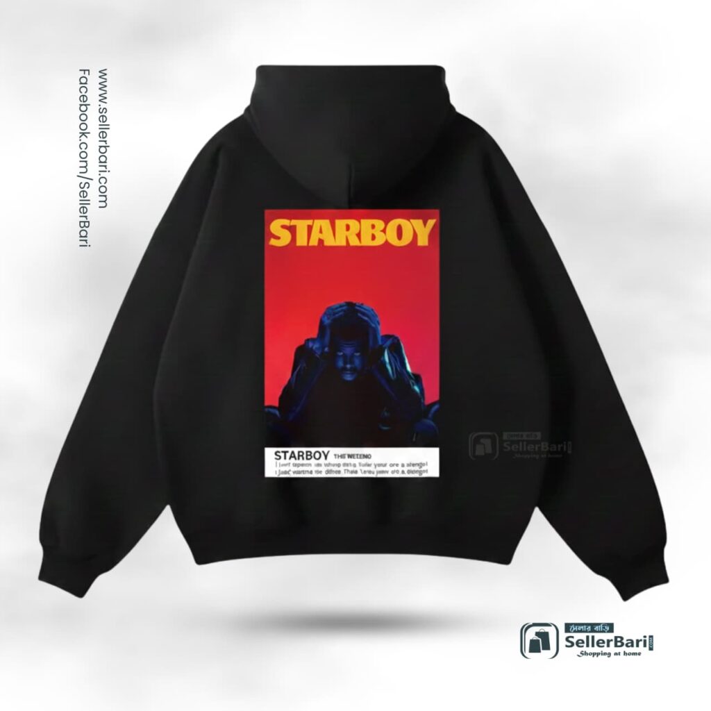 StarBoy Black Drop Shoulder Hoodie