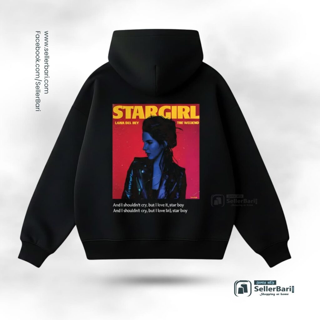 StarGirl Black Drop Shoulder Hoodie